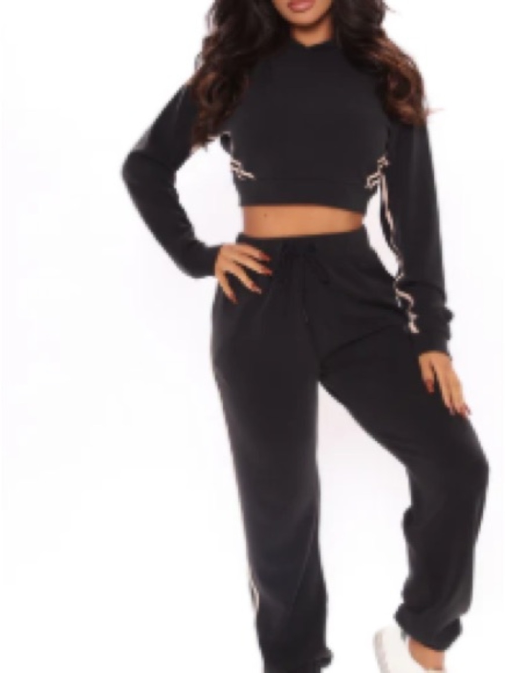 Women's Black Drawstring Jogger Pants and sweater set